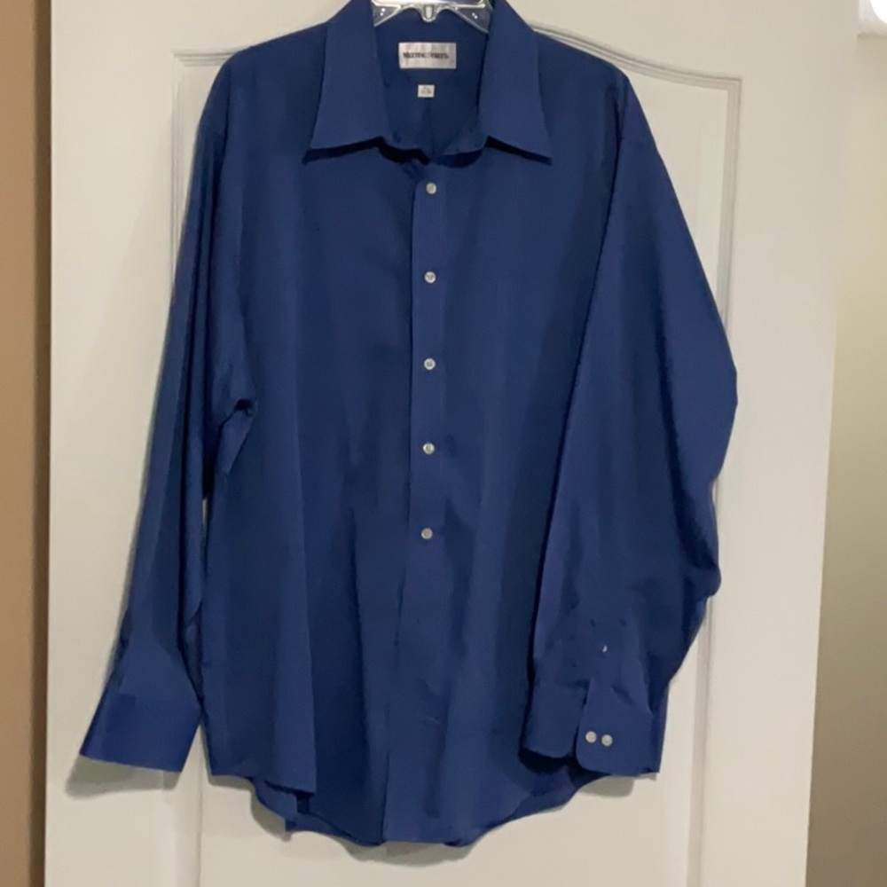 Blue Dress Shirt with Traditional Collar